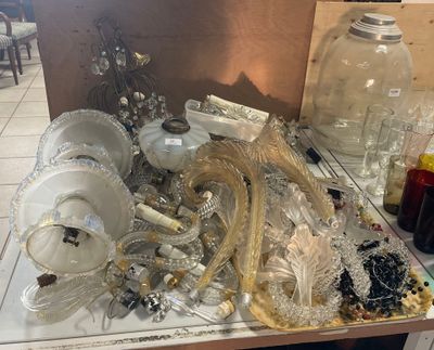 a table with a lot of glass items on it
