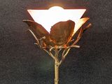 a rose that is lit up on a black background