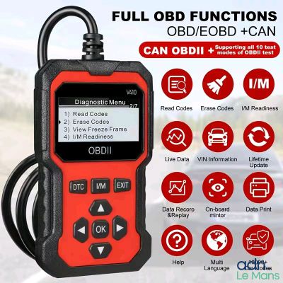 an image of a car obd / obd function scanner with instructions