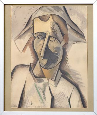 an image of a painting of a woman with a hat on