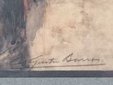 an image of a painting of a street scene with a person walking down the street