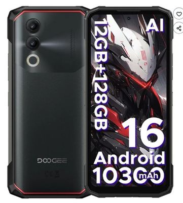 un téléphone noir et rouge avec l'image d'une moto sur l'écran