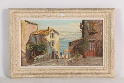 une image représentant un tableau représentant une scène de rue avec des passants marchant dans la rue