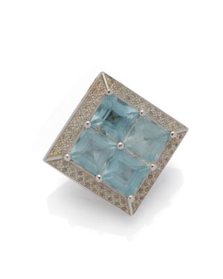 une bague en aigue-marine et diamants, signée Van Cleef