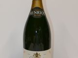 a bottle of champagne that is sitting on a table