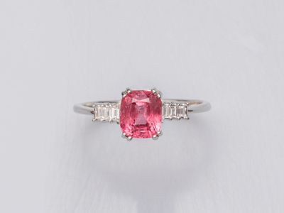 a pink tourmaline and diamond ring