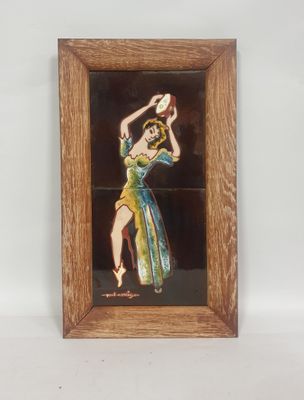 an image of a picture of a woman in a dress holding a ball