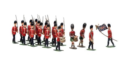 a lot of toy soldiers that are standing in a line
