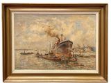 an image of a painting of a boat in a body of water