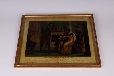 tableau encadré représentant un homme et une femme jouant aux échecs