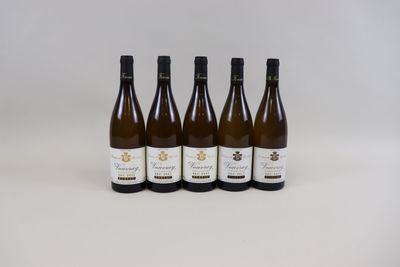six bouteilles de vin sont alignées sur une surface blanche