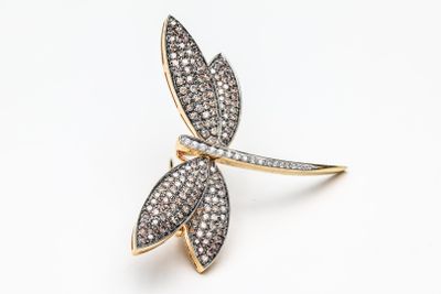 Broche en or 18K sertie de Chocolate Diamonds d'un poids de …