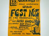 an old poster advertising a festival with a man on a scooter