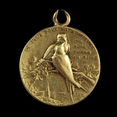 une image représentant une médaille d'or sur laquelle figure un oiseau