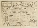 an old map of a town with a river running through it