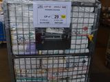 a cart with a lot of items on it in a warehouse