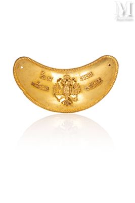 an image of a close up of a gold plated object on a white background