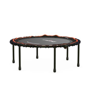 a small black and orange trampol on a white background
