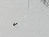a close up of a drawing of a horse ' s head
