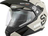 the helmet is black and white and has a black and white design on it