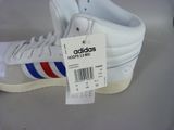 a white shoe with a red, blue, and white stripe on it
