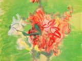a painting of flowers in a vase on a table