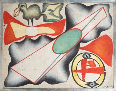 une photo d'un tableau représentant un oiseau et sur lequel figure un oiseau