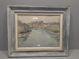 une image représentant un tableau représentant une rivière, dans un cadre