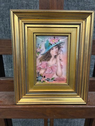 Émail de Limoges « Portrait de jeune fille » Signé GRANGER. 14.5 ...