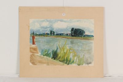 une photo d'une aquarelle accrochée au mur