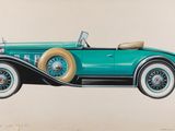 peinture représentant une voiture verte avec un toit et un siège beiges