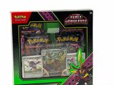 a box of pokemon cards sitting on top of a white surface