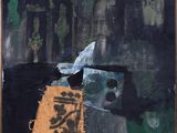 an image of a painting of a black bird sitting on top of a piece of paper