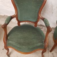 Paire de fauteuils en acajou, garnis de velours vert - Style… (photo 3)