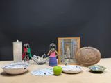a table with a variety of items on it