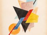 a painting of geometric shapes on a piece of paper