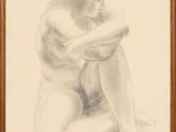 l'image d'un dessin d'une femme nue assise sur le sol