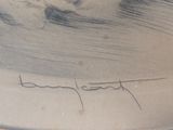 a drawing of a cat that is on a plate
