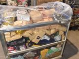 a cart full of food that is sitting in a warehouse