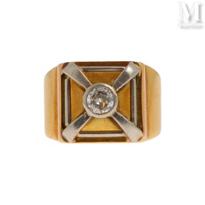 une image représentant une bague en or jaune sertie d'un diamant au centre