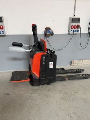 a picture of a forklift parked in a garage