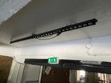 a picture of a picture of an exit sign in a garage