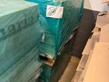 many boxes that are sitting on a pallet in the warehouse