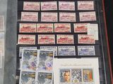 a display case with a lot of stamps on it