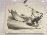 a drawing of a man riding a horse with a bird on his back