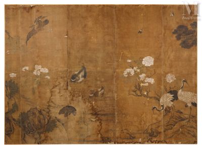 CHINE, XVIIIe siècle Peinture à l'encre sur papier, contreco…
