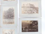 several old photographs of a river and a bridge in the middle of the day