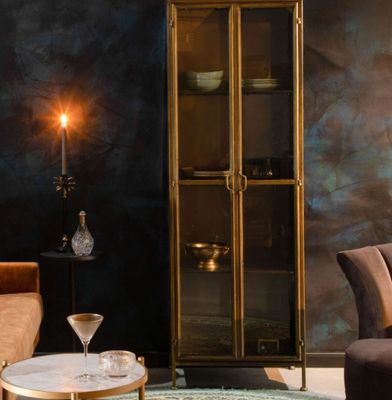 Vitrine 2 portes DUTCHBONE en métal finition laiton vieilli,…