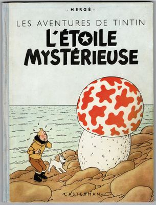 la couverture du livre *Les Aventures de Tintin*, sur laquelle figure l'image d'un homme debout à côté d'un