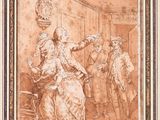a drawing of a man and a woman in a room